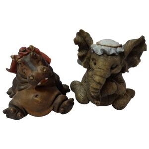 Rare Big Sky Carvers Safaritivity I‎ Elephant Mary & Hippo Joseph